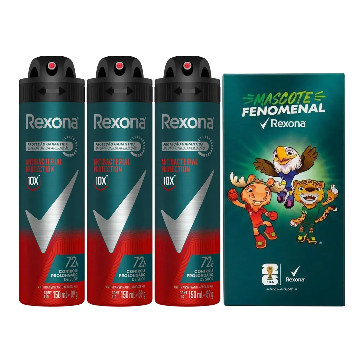 Kit Rexona Desodorante Antitranspirante Aerosol Men Antibacterial