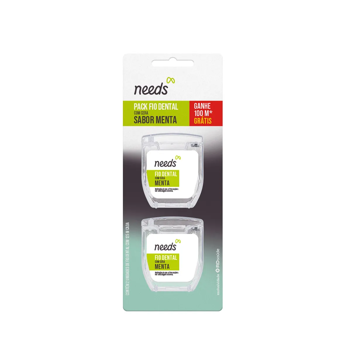 Pack Fio Dental com Cera Sabor Menta 125m cada Leve 100m Gratis 2
