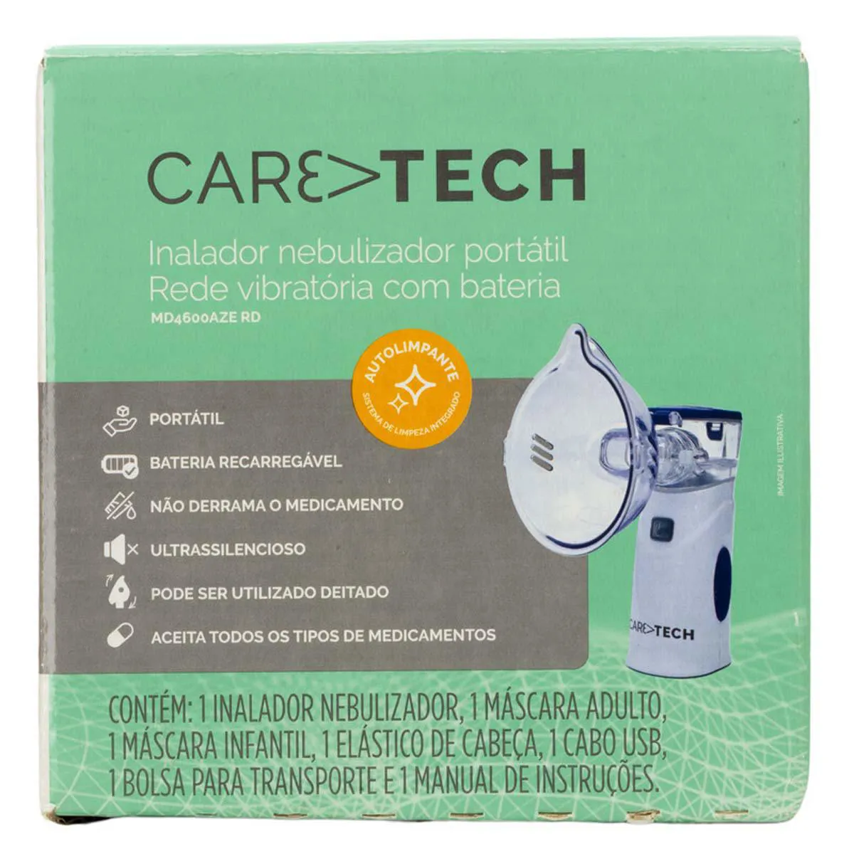 Inalador Nebulizador Portátil CareTech Air Mesh Rede Vibratória MD4600AZE RD 
