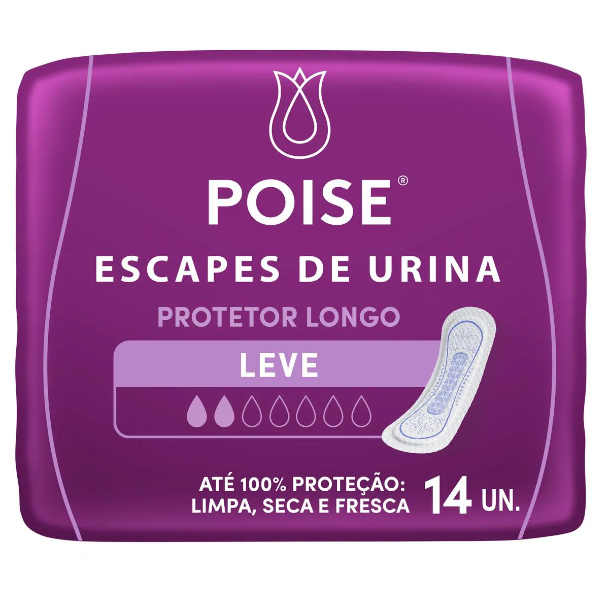 Protetor Diário Poise para Escape de Urina Absorção Leve 14 unidades