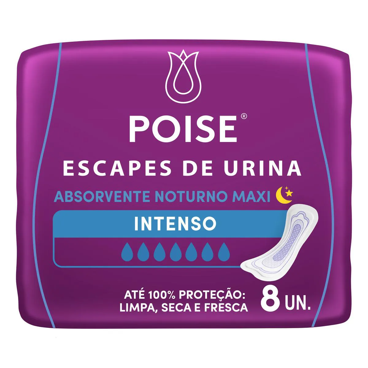 Absorvente para Escape de Urina Poise Protetor Maxi Absorção Intensa 8 unidades
