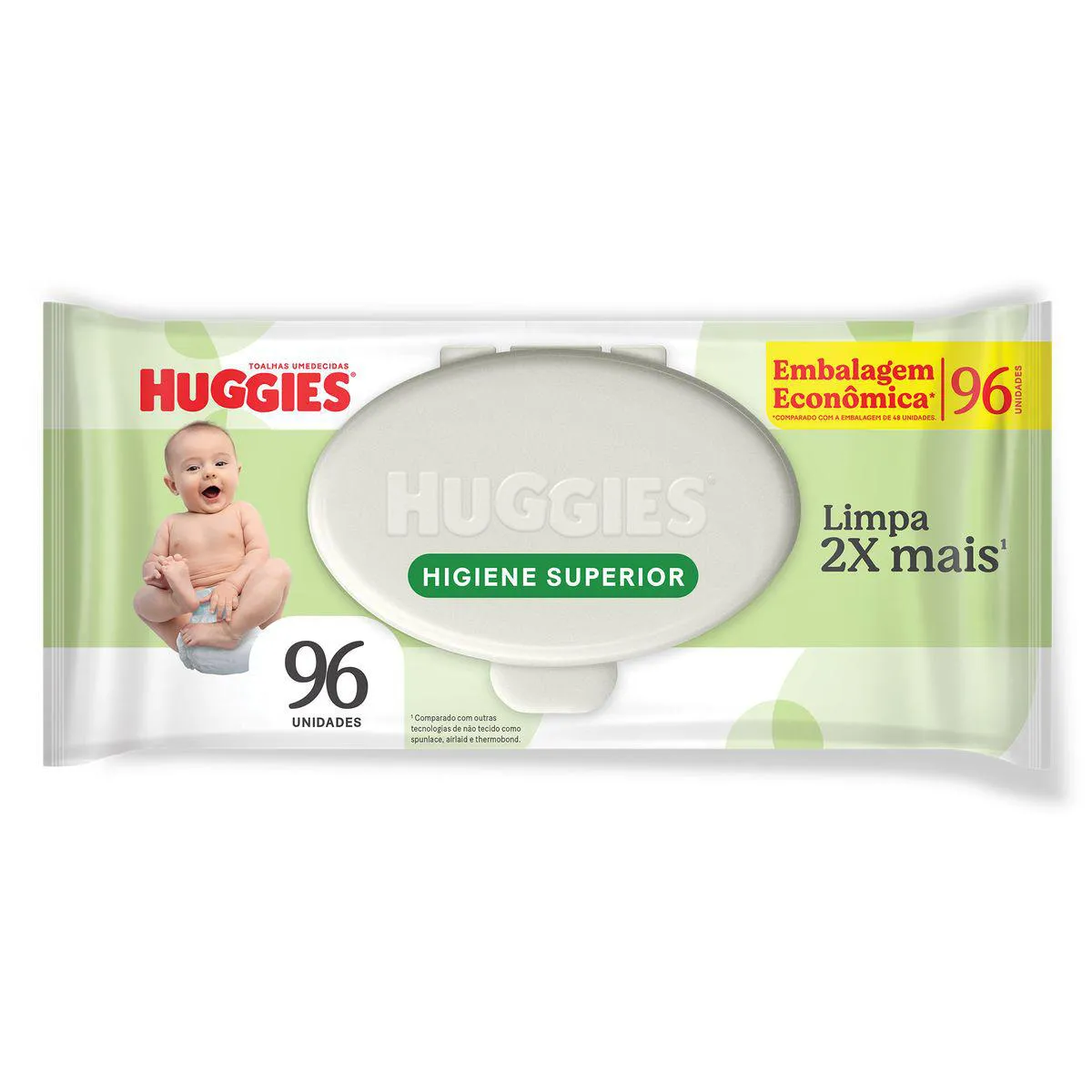 Lenço Umedecido Huggies Higiene Superior Hipoalergênico Sem Álcool 96 unidades