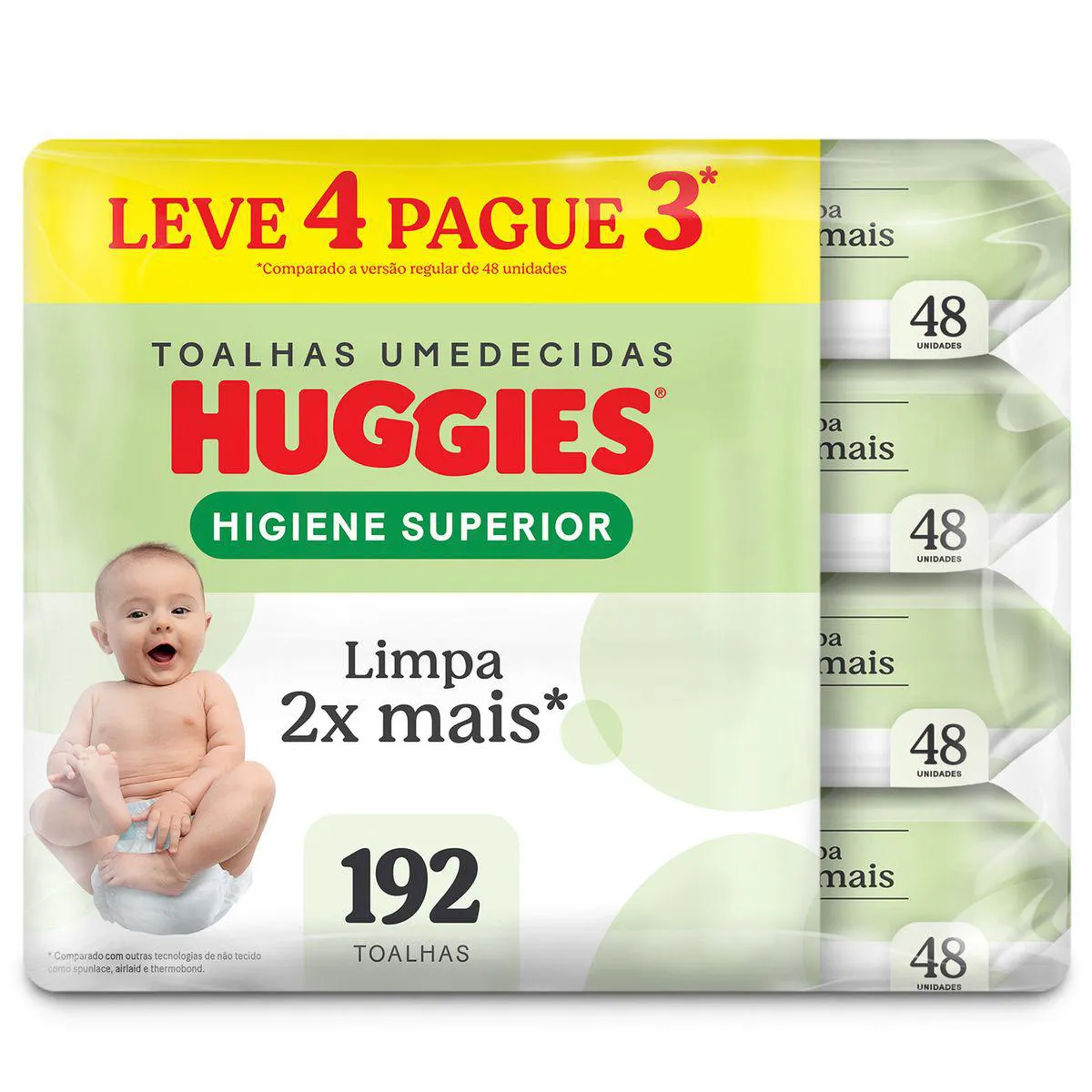 Kit Lenço Umedecido Huggies Disney Baby Higiene Superior Hipoalergênico Sem Álcool 48 unidades 4 pacotes