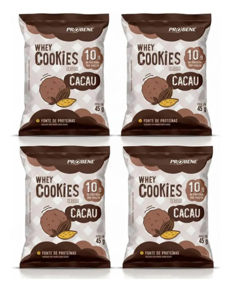 Kit 4 Whey Cookies Proteico Sabor Cacau 45g Probene 1487075 | Drogasil