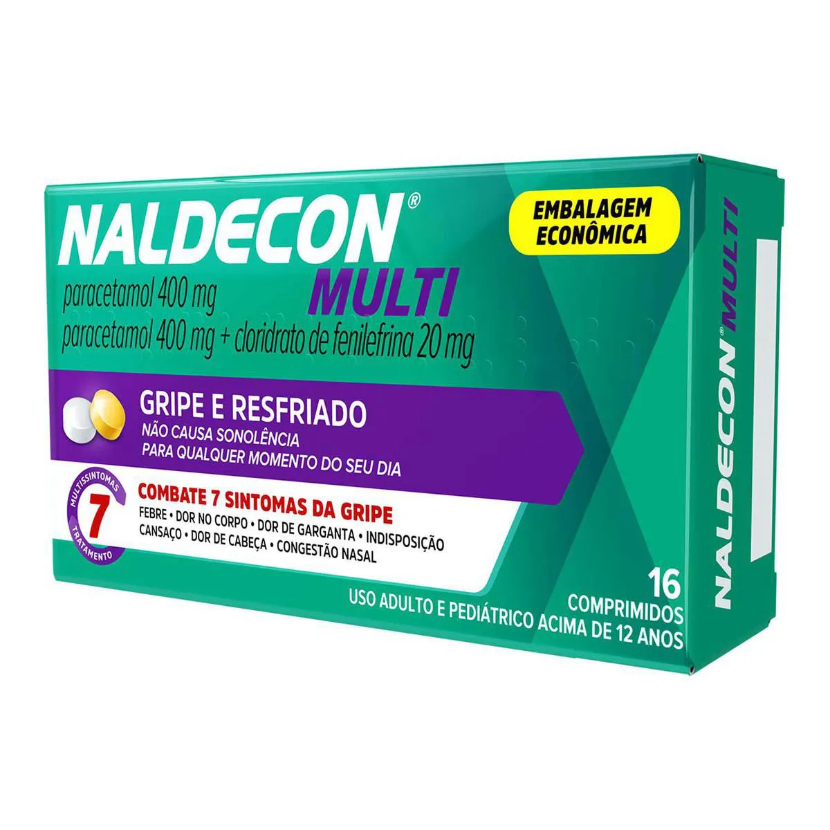 Naldecon Multi Paracetamol 800mg + Cloridrato Fenillefrina 20mg 16 comprimidos