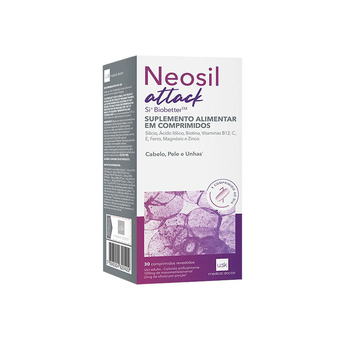 Polivitamínico Neosil Attack Cabelo, Pele E Unha 30 comprimidos