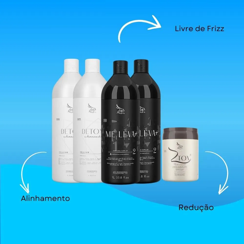 Kit Zap Me Leva+ 2 Shampoo e Mascara (2 X 1 Litro) e Ztox 950 G