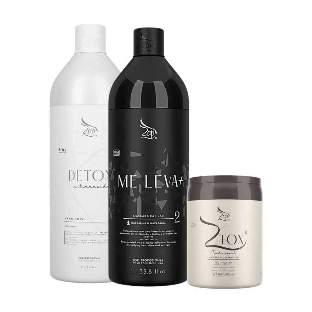 Kit Zap Me Leva+ Shampoo e Mascara ( 2 X 1 Litro ) e Ztox 950 G