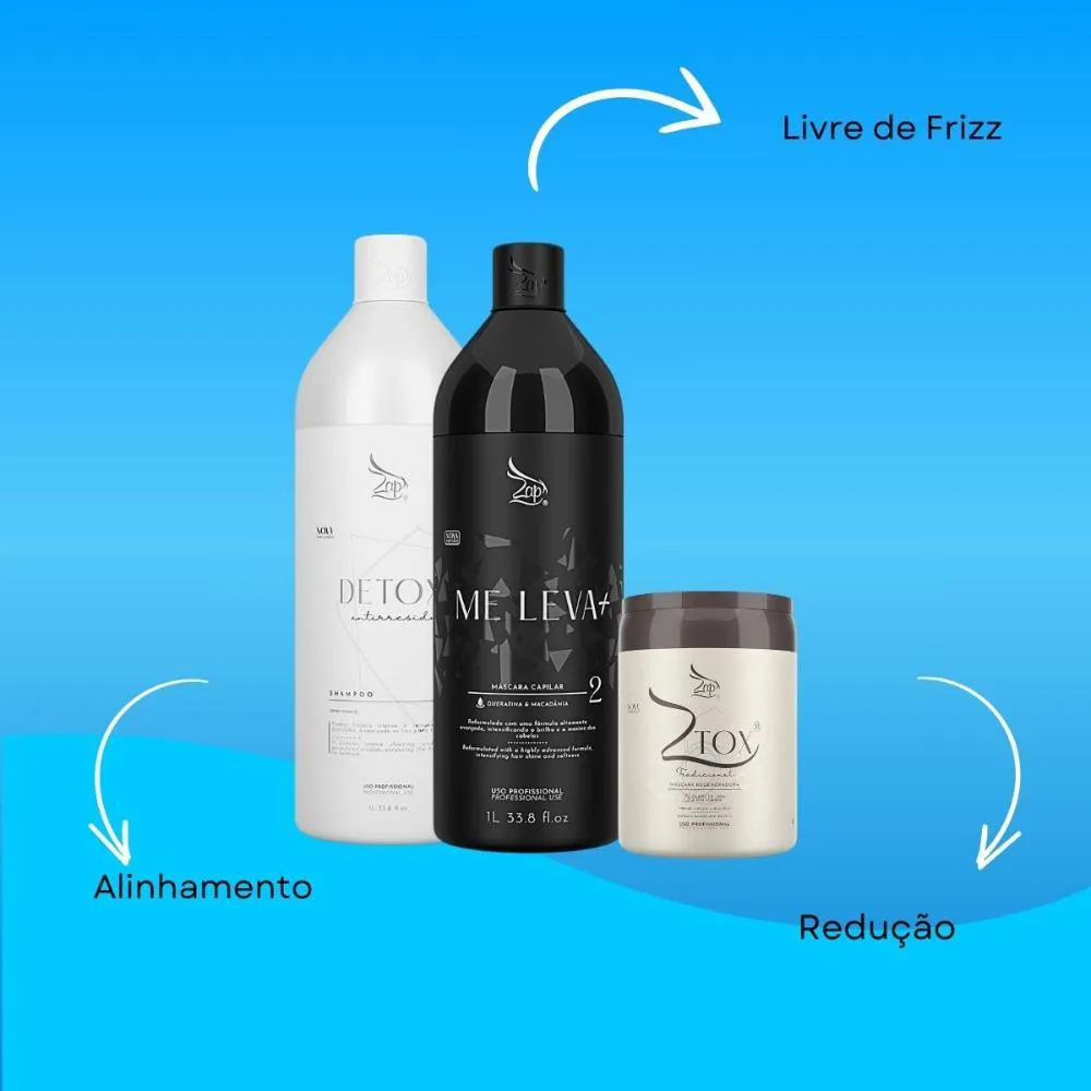 Kit Zap Me Leva+ Shampoo e Mascara ( 2 X 1 Litro ) e Ztox 950 G