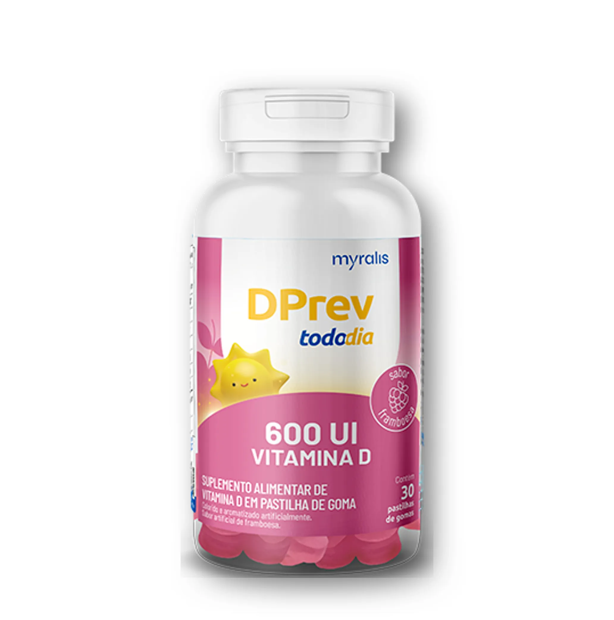 Vitamina D Colecalciferol DPrev Todo Dia 600UI Sabor Framboesa com 30 Gomas