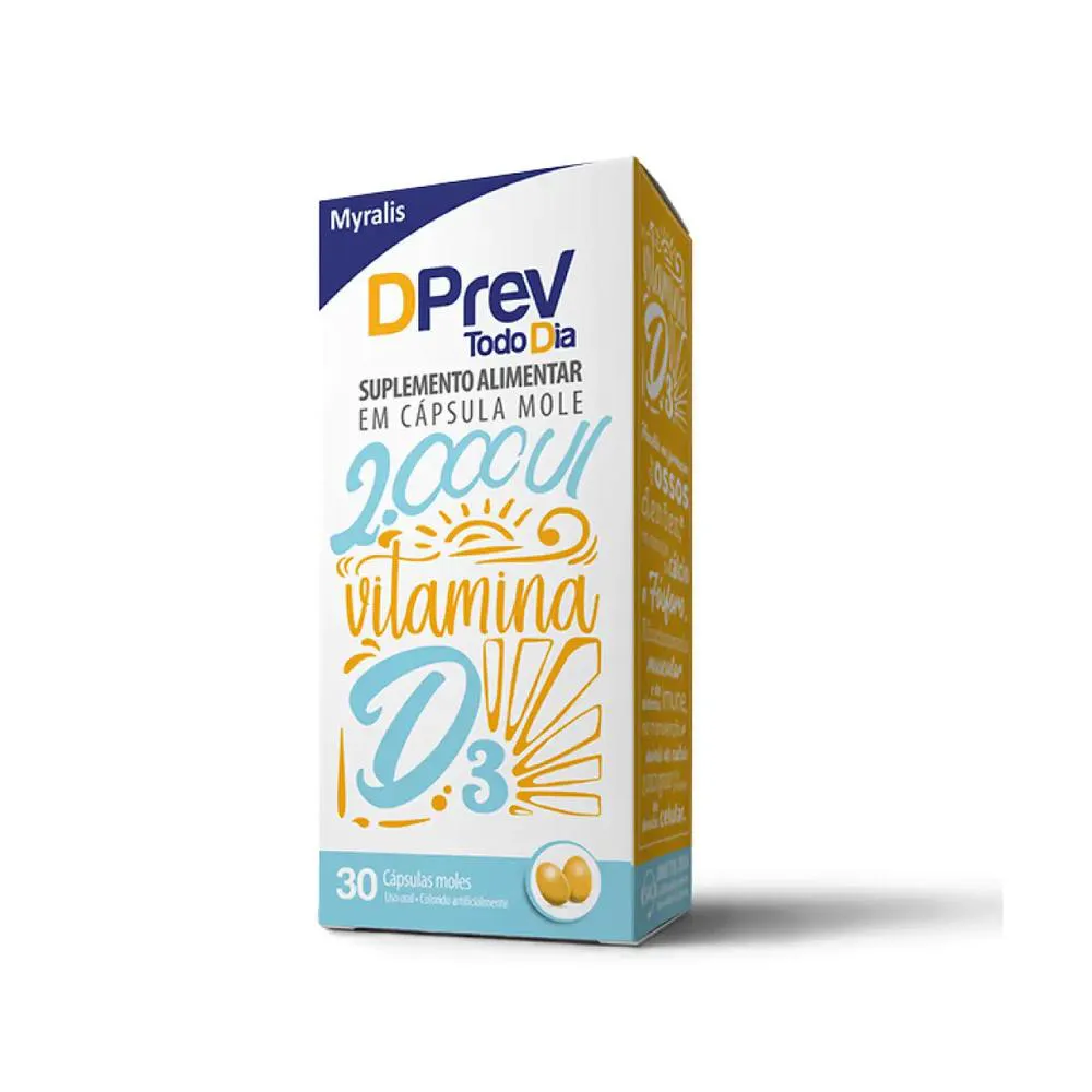 Vitamina D Colecalciferol DPrev Todo Dia 2000UI Com 30 Cápsulas