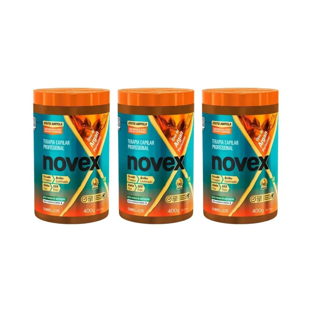 Creme de Tratamento Novex 400g Oleo de Argan - Kit C/ 3un 1489679