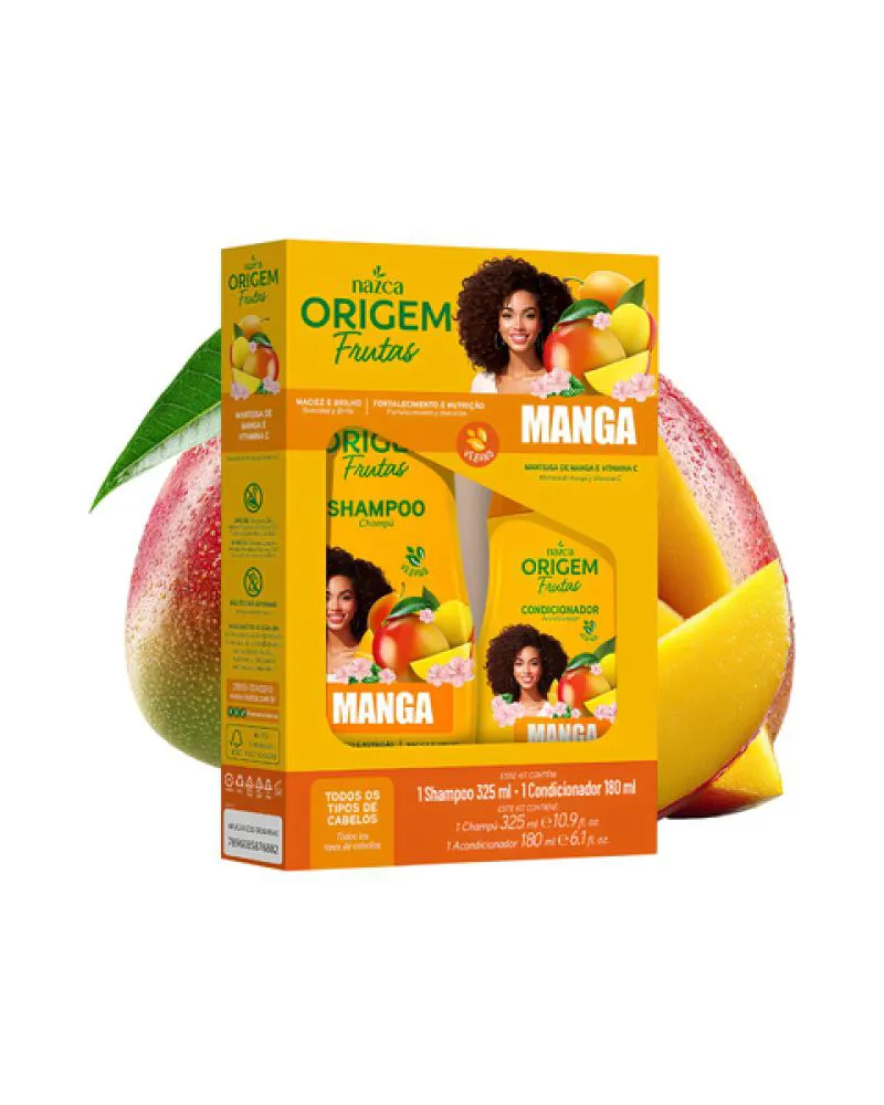 Kit Shampoo 325ml e Condicionador 180ml Origem Frutas Manga Nazca