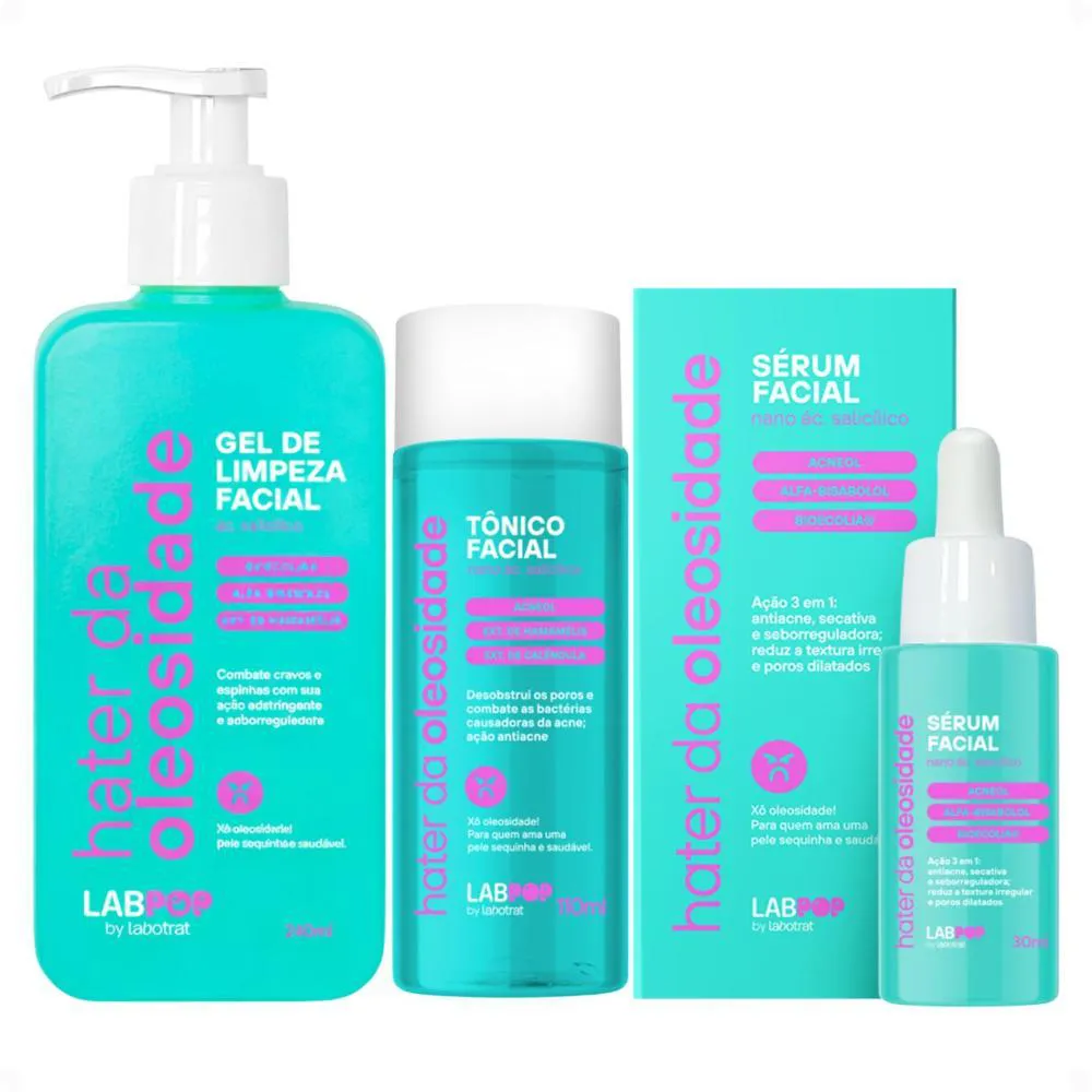 Kit Labpop By Labotrat Hater da Oleosidade: Gel de Limpeza, Tonico