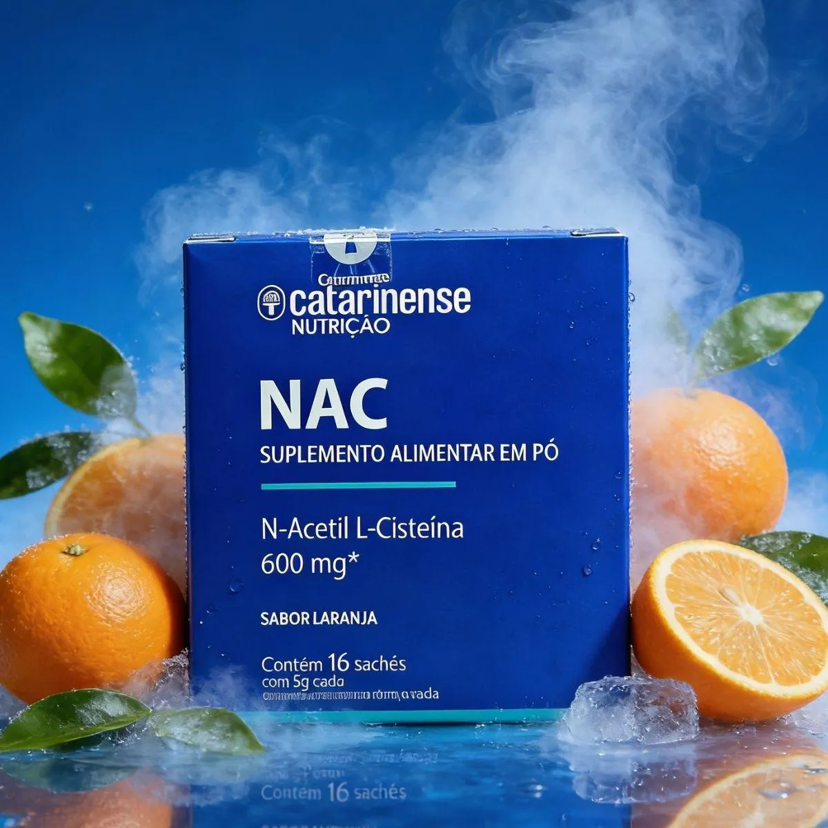 Nac 600mg Antioxidante Vegano 5g Box 16 Sache Catarinense Laranja