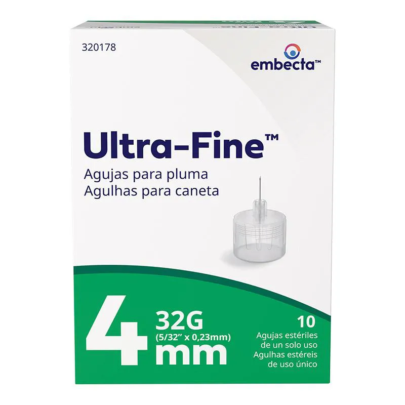 Agulha para Caneta Aplicadora de Insulina BD Ultra-Fine 4mm 10 unidades