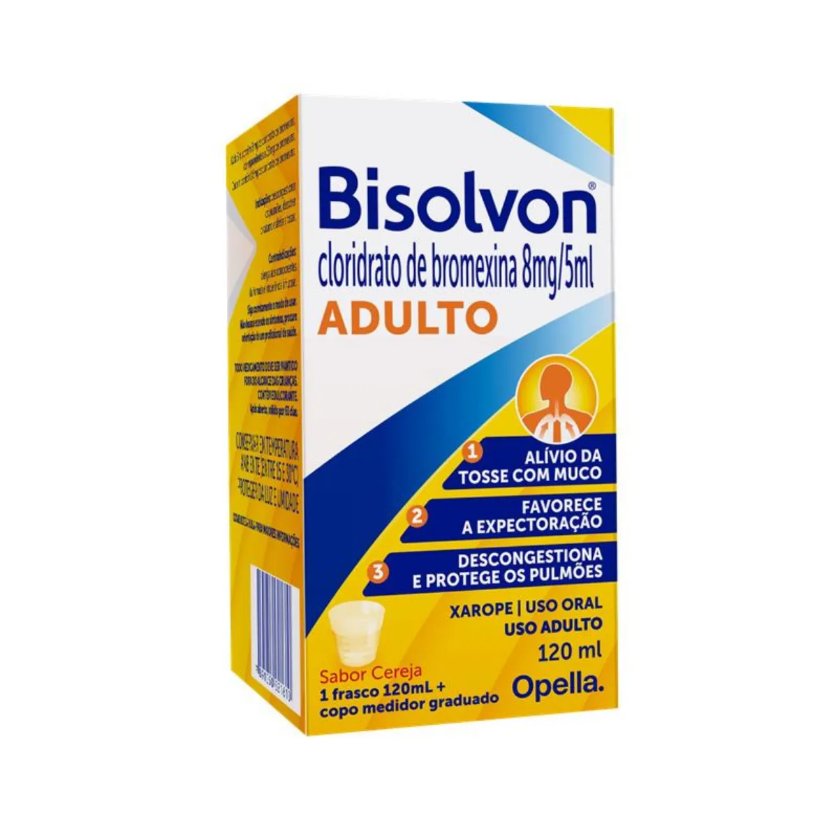 Bisolvon Cloridrato de Bromexina 8mg/5ml Xarope Expectorante Adulto Sabor Cereja 120ml
