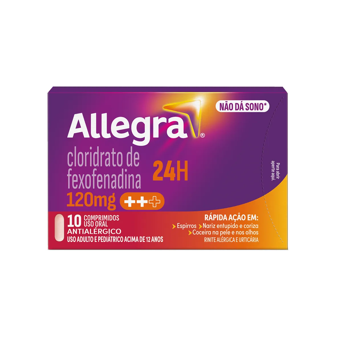 Antialérgico Allegra Cloridrato de Fexofenadina 120mg 10 comprimidos