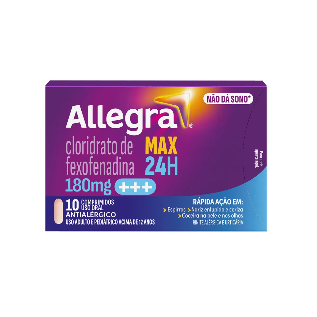 Antialérgico Allegra Cloridrato de Fexofenadina 180mg 10 comprimidos