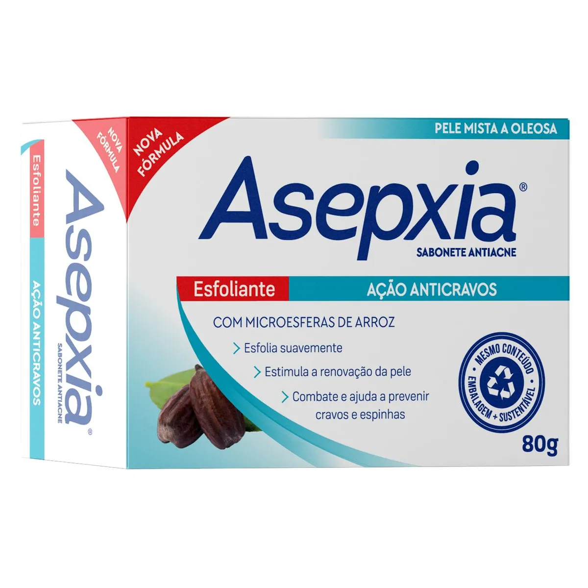 Sabonete Facial em Barra Asepxia Esfoliante Antiacne com 80g