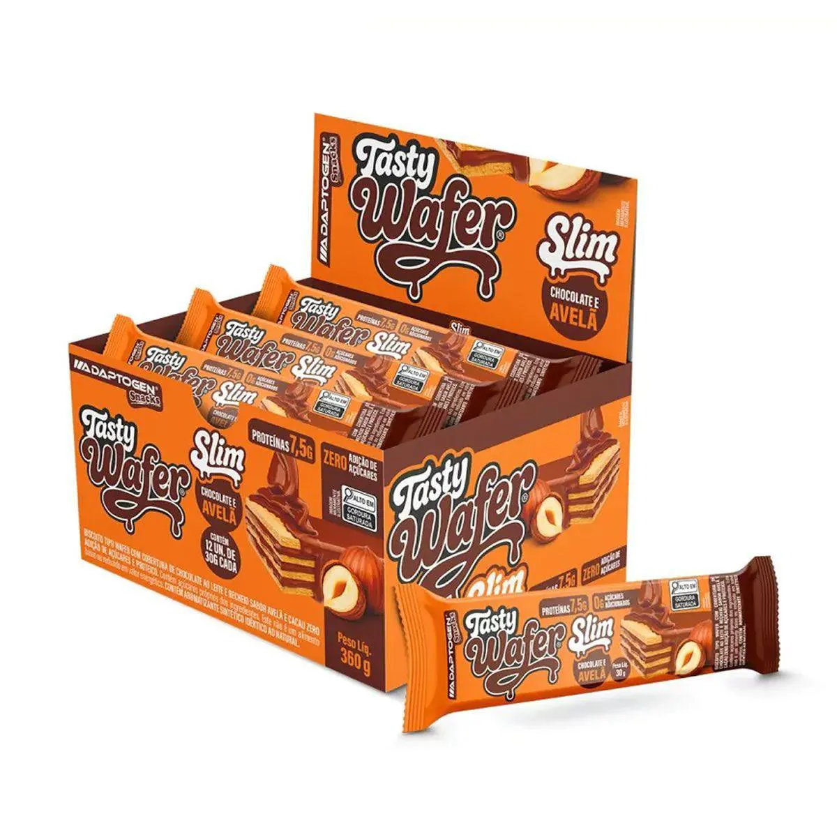 Tasty Wafer Slim - 12 Unidades 30g Chocolate com Avela - Adaptogen