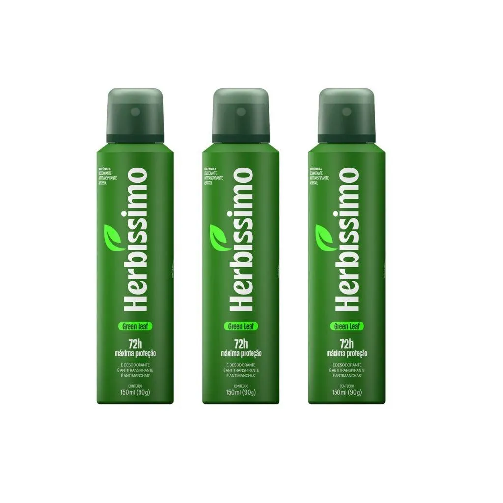 Desodorante Aero Herbissimo Grean Leaf 150ml-kit C/3Un 1503348