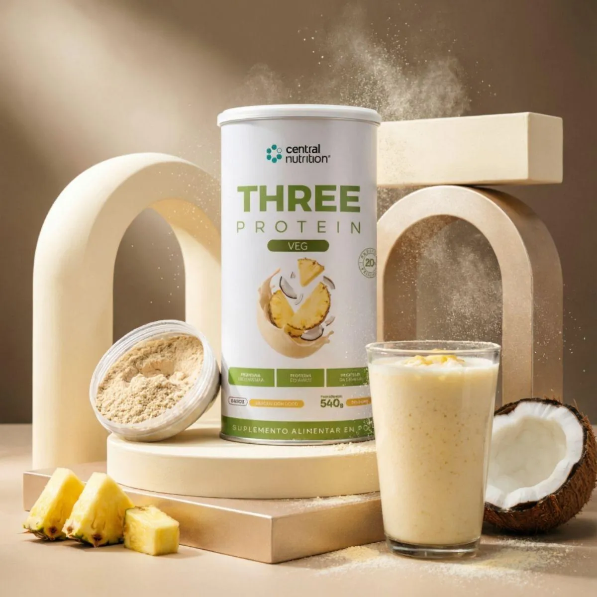 Three Protein Vegan Levedura Natural 540g Central Nutrition