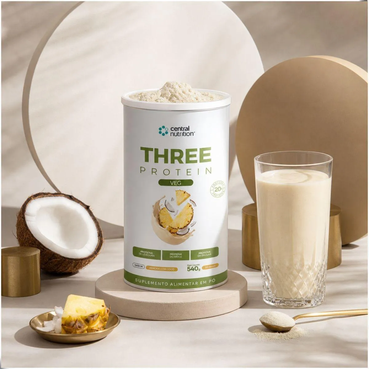 Three Protein Vegan Levedura Natural 540g Central Nutrition