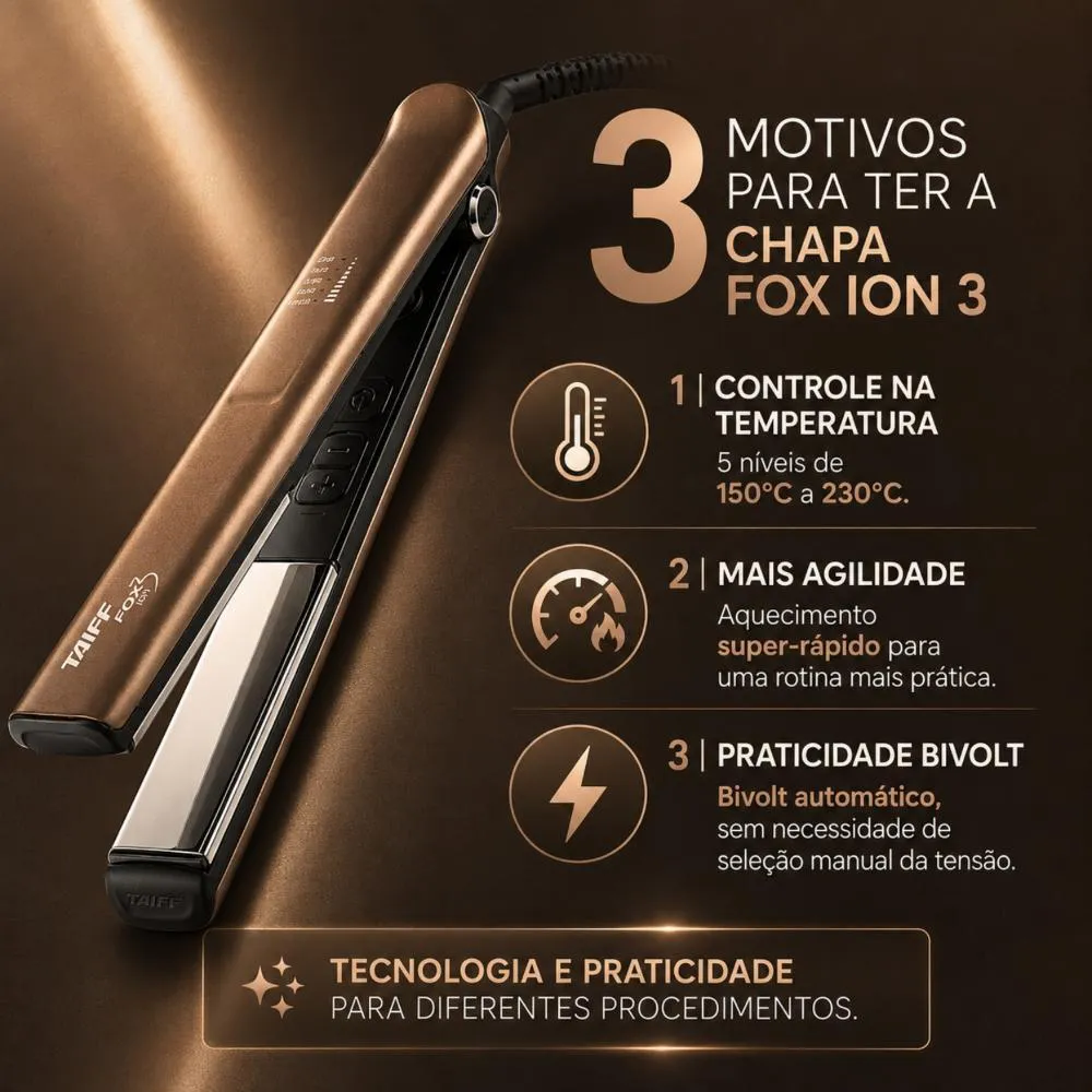Chapa Taiff Fox Ion 3 Mocha 230?c Bivolt 1507437 | Drogasil