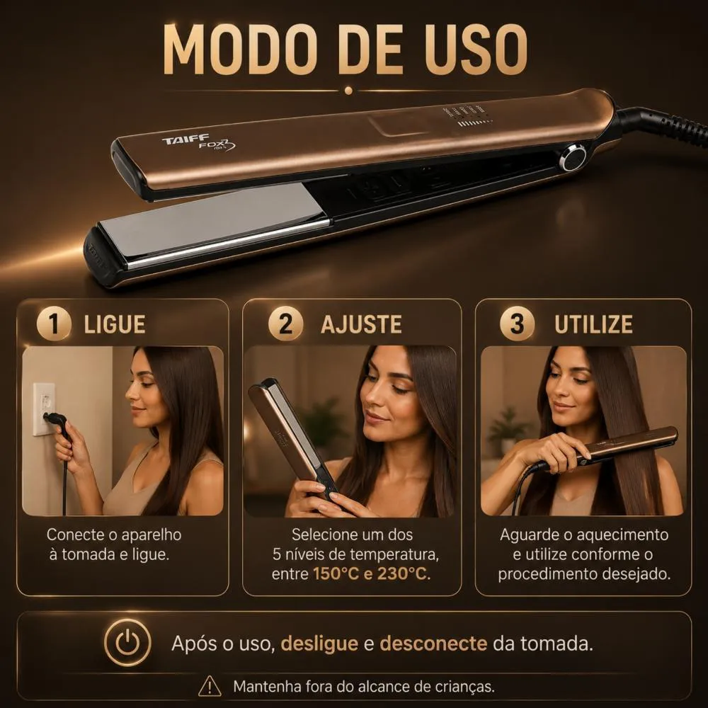 Chapa Taiff Fox Ion 3 Mocha 230?c Bivolt 1507437 | Drogasil