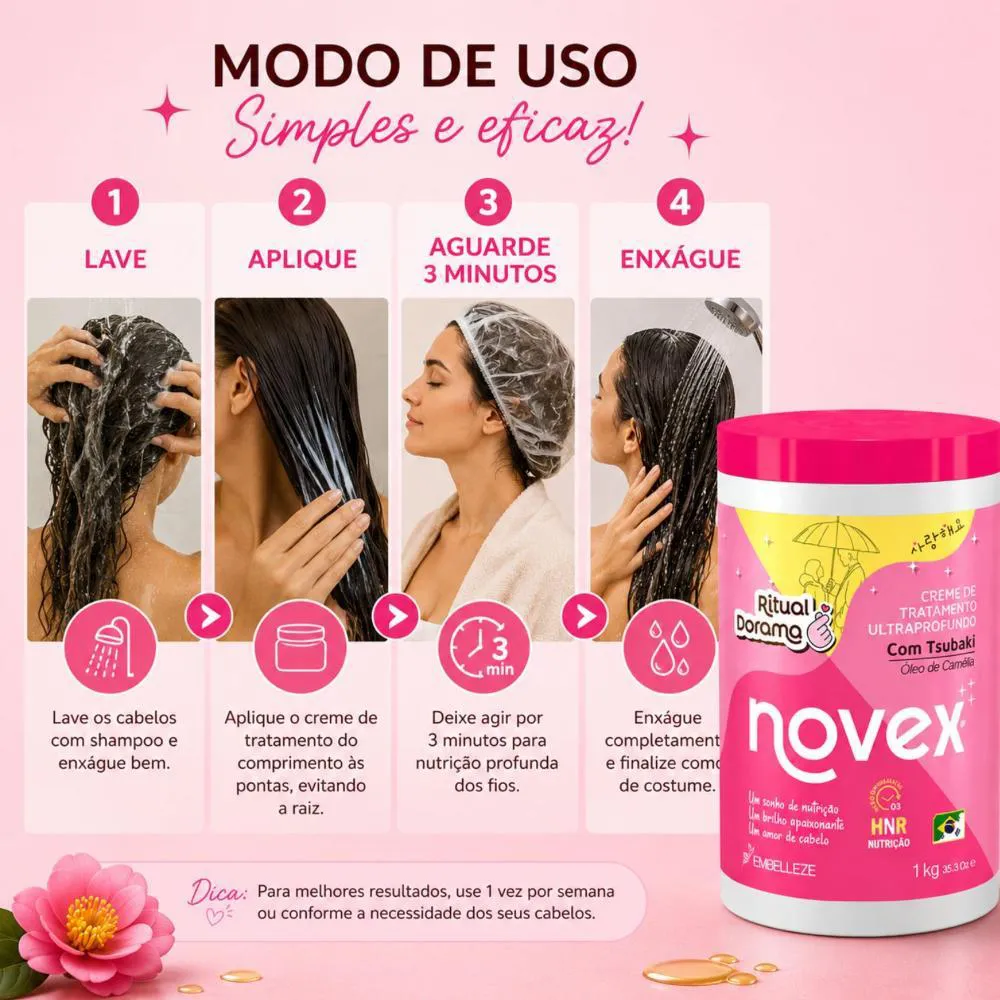 Creme de Tratamento Novex Ritual Dorama com Tsubaki Oleo de