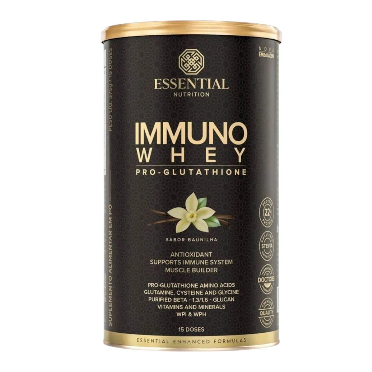 Immuno Whey Pro Glutathione Baunilha Novo Lata 375g/15ds Essential 1507876