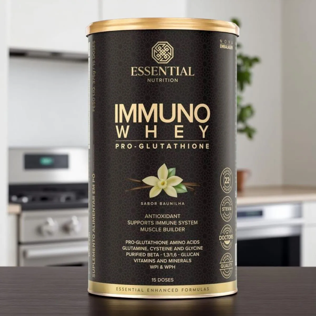 essential pro glutathione ingredients Immuno Whey Baunilha Novo Lata 375g/15ds 1507876 High Dose Glutathione IV