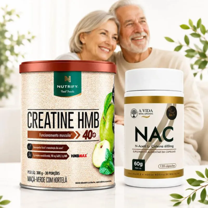 Kit Creatina Hmb 300g + Nac 600mg 120 Caps a Vida Maca Verde com