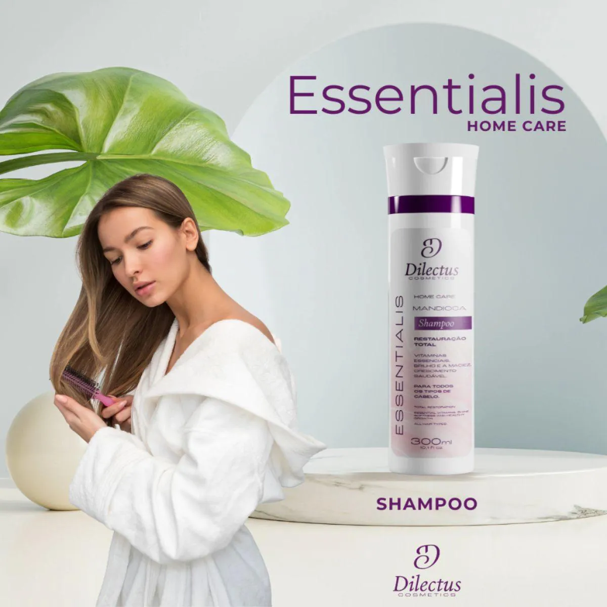 Kit Shampoo e Mascara Essentials Home Care 300ml Dilectus 1510344