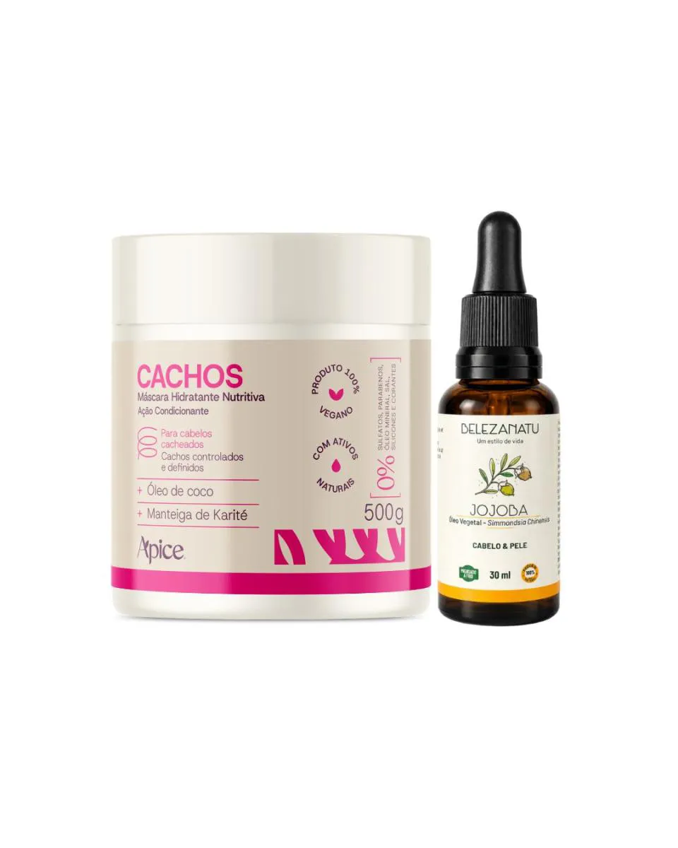 Kit Cachos Mascara e Oleo Vegetal de Jojoba Belezanatu 1510788