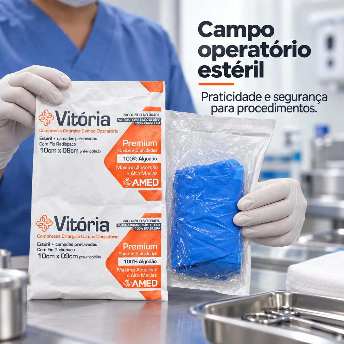 Kit 10 Campo Operatorio 10 X 09 Cm sem Rx Esteril Vitoria 1514094
