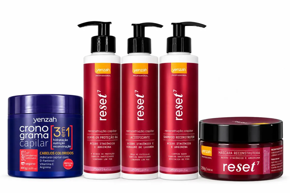 Kit Shampoo Leave In Mascara Acidificante Reset 7 e Mascara