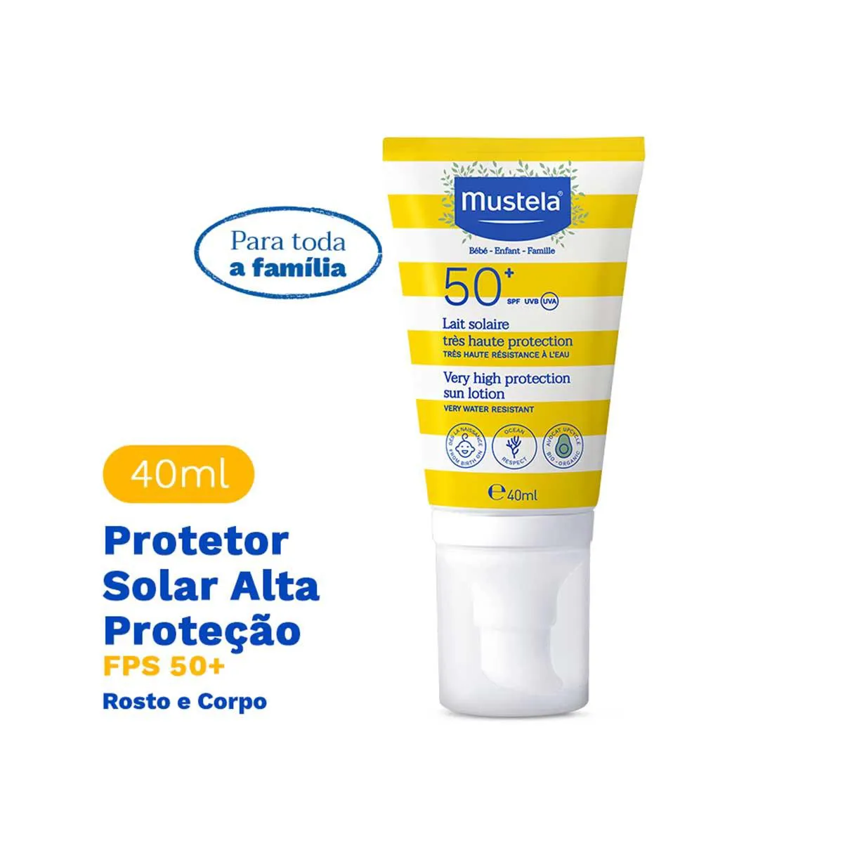 Protetor Solar Facial Loção FPS 50+ Mustela 40ml