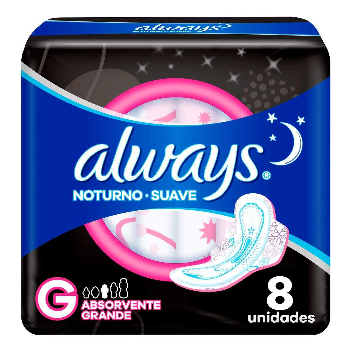 Absorvente Always Noturno Suave G com Abas - 8 unidades