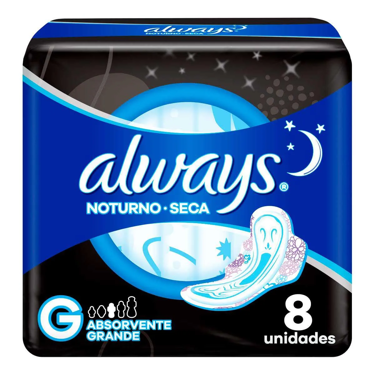 Absorvente Always Noturno Seca G com Abas com 8 unidades