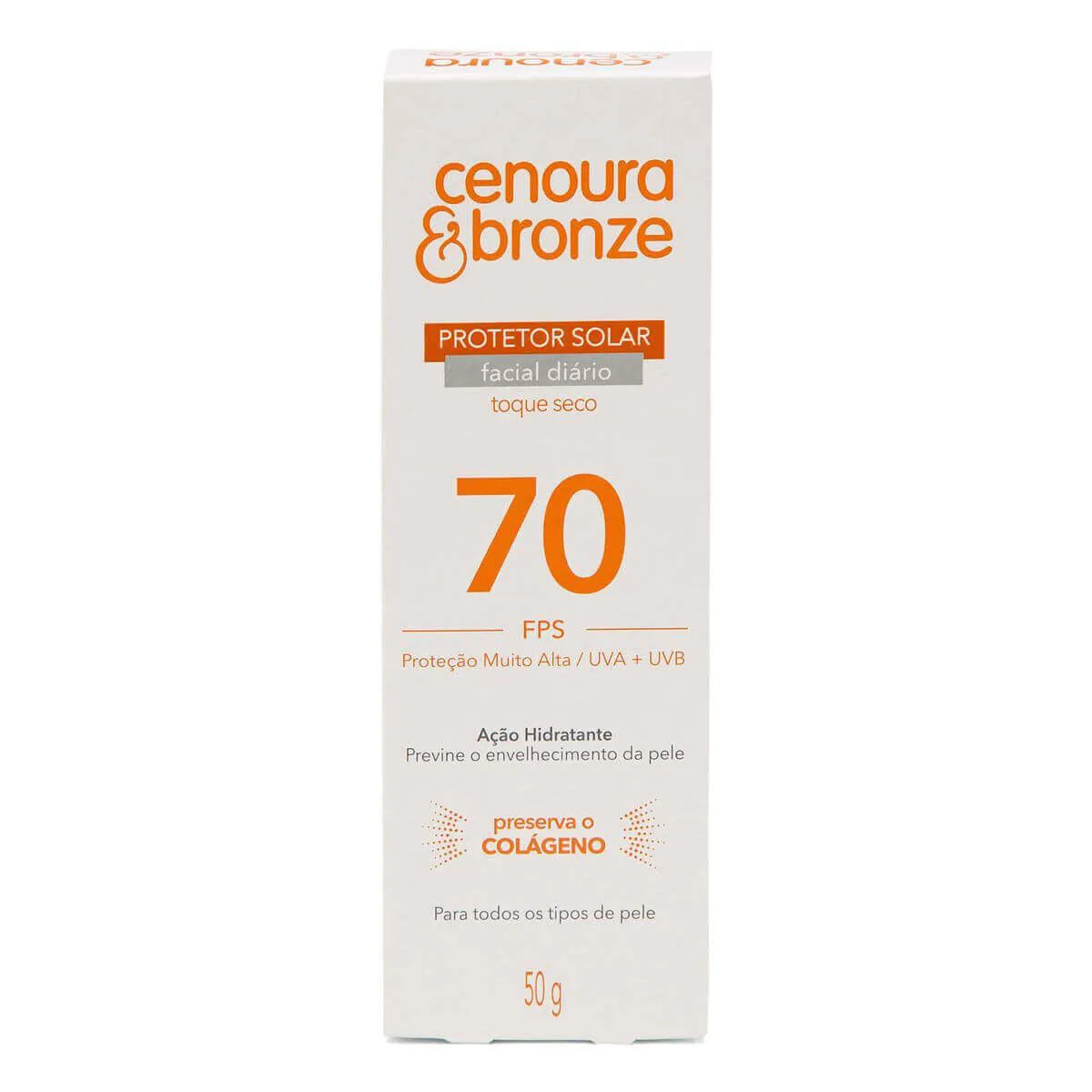 Protetor Solar Facial Cenoura & Bronze FPS70 com 50g