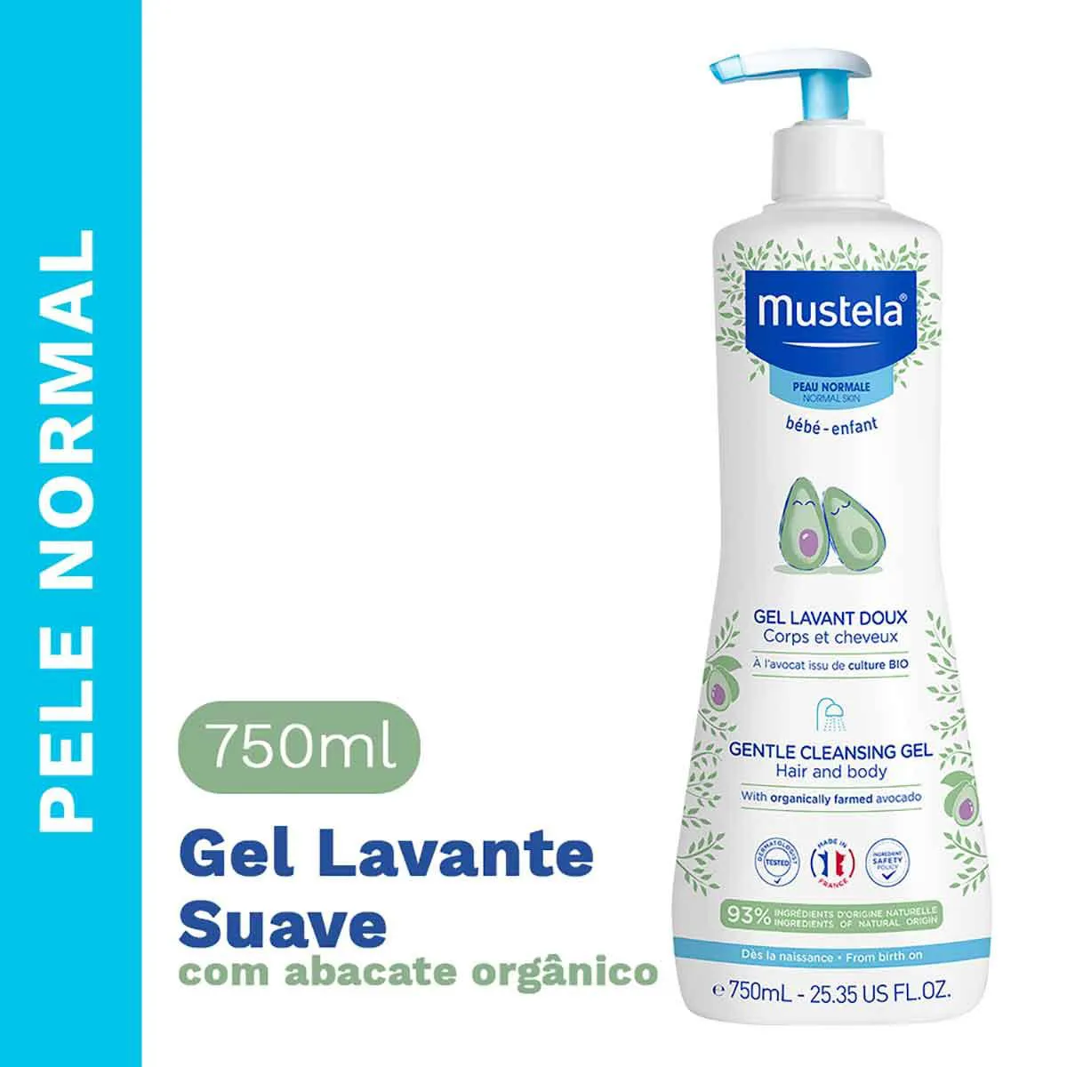 Gel de Banho Mustela Bebê Suave Corpo e Cabelo 750ml