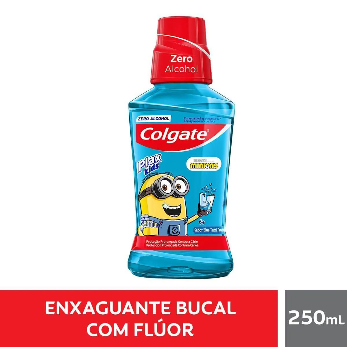 Enxaguante Antisséptico Bucal Colgate Plax Kids Zero Álcool Minions com 250ml