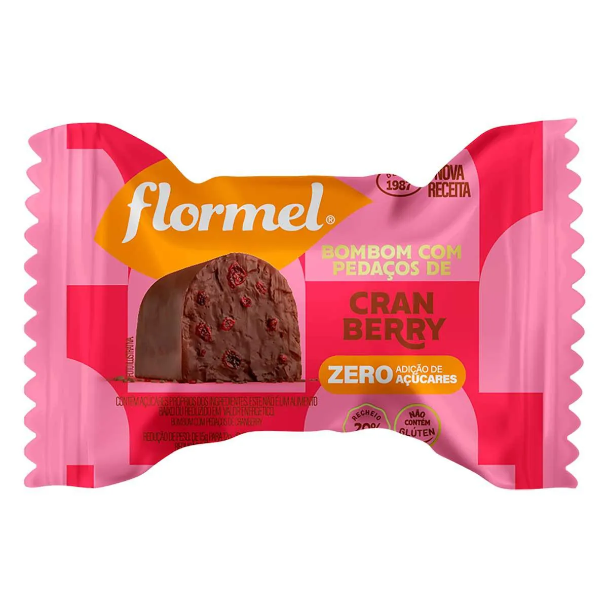 Bombom Flormel com Pedaços de Cranberry Zero Açúcar com 12g