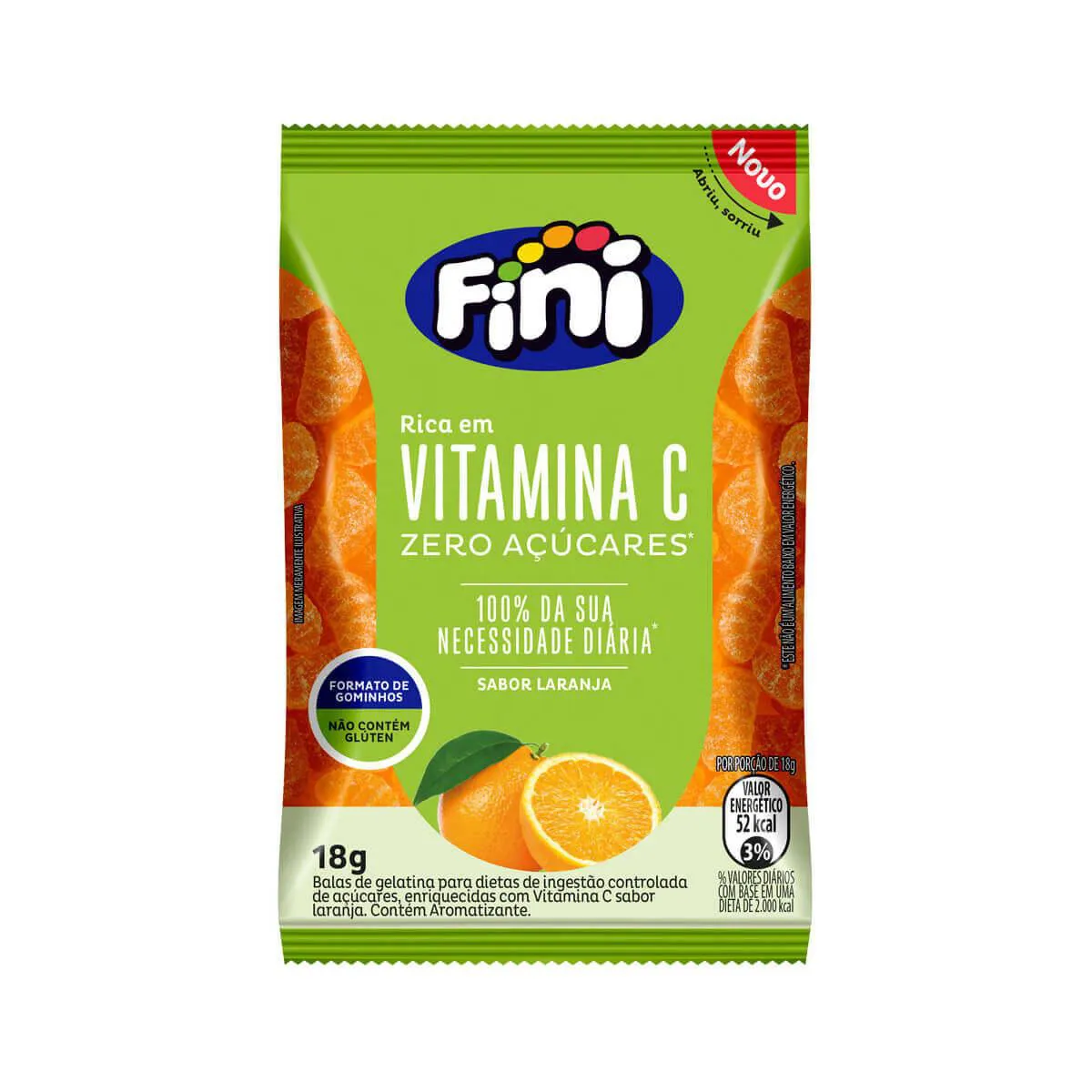 Fini Bem-Estar Bala de Gelatina de Vitamina C com Sabor de Laranja com 18g