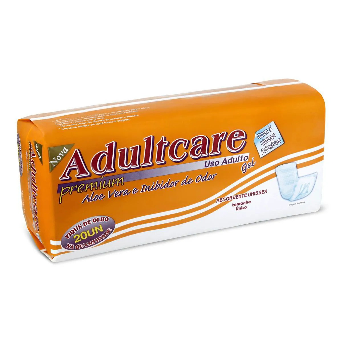 Absorvente para Incontinência Urinária Adultcare Premium Unissex Absorção Intensa 20 unidades