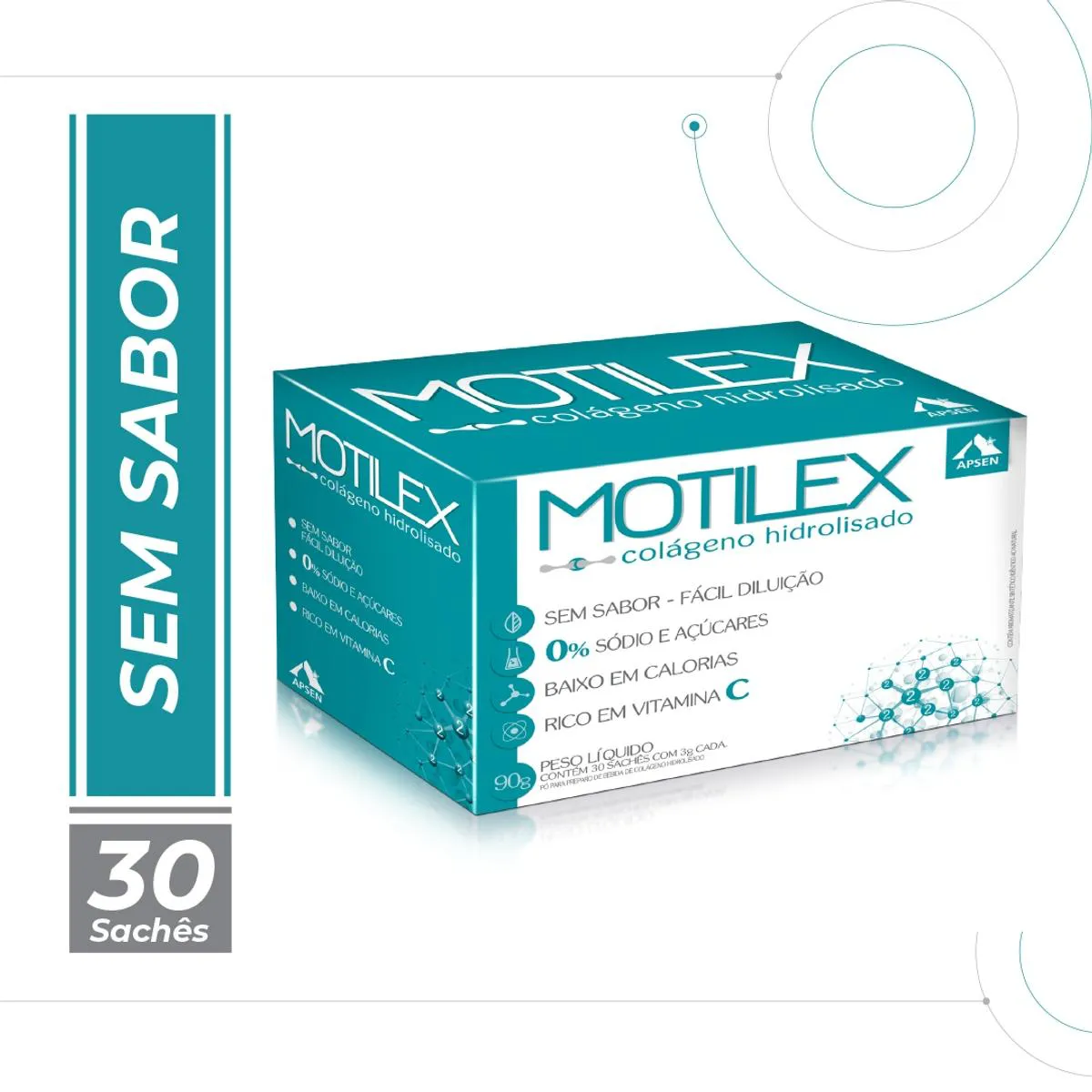 Motilex Colágeno Hidrolisado sem Sabor com 30 sachês de 3g cada