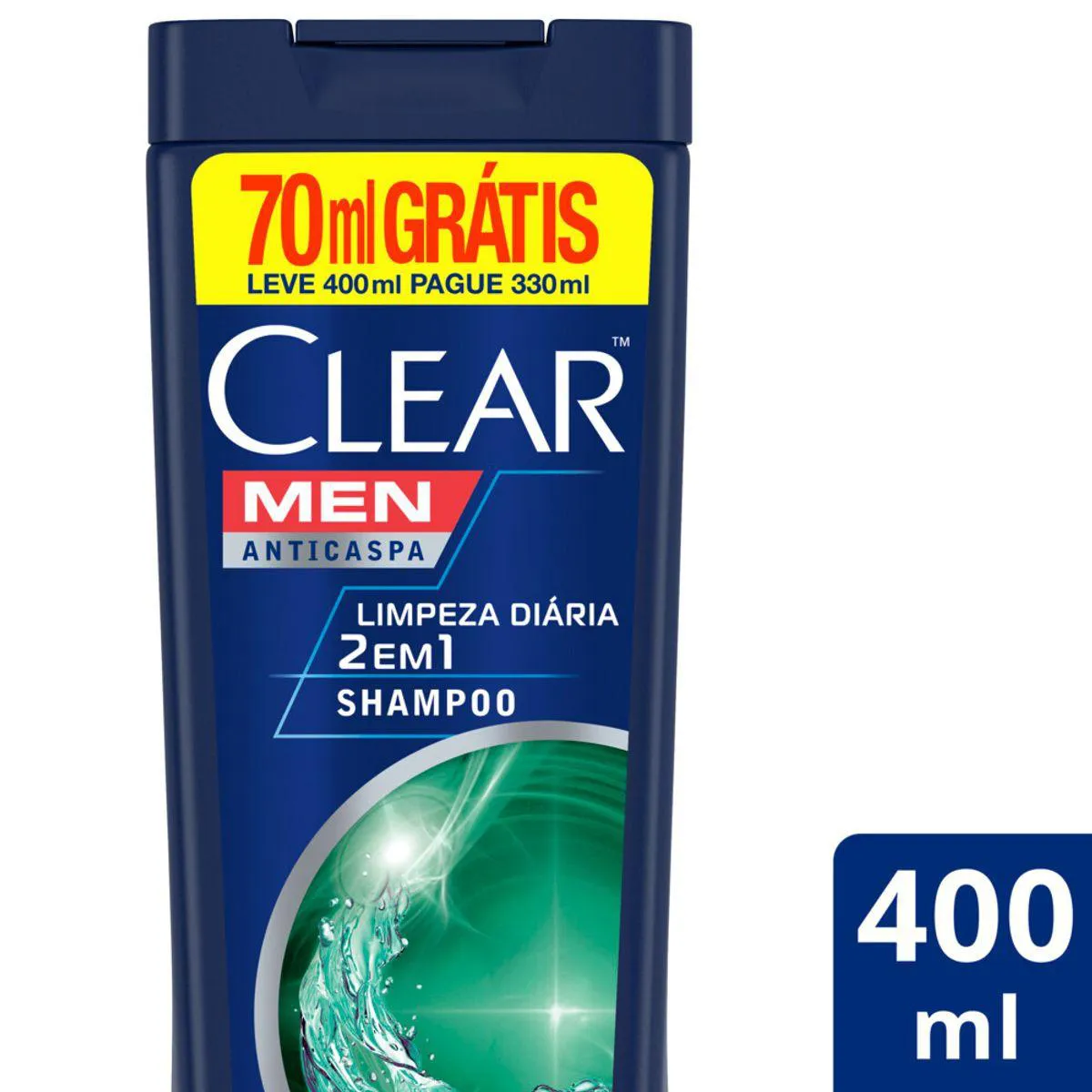 Shampoo Anticaspa Clear Men Limpeza Diária 2 em 1 400ml