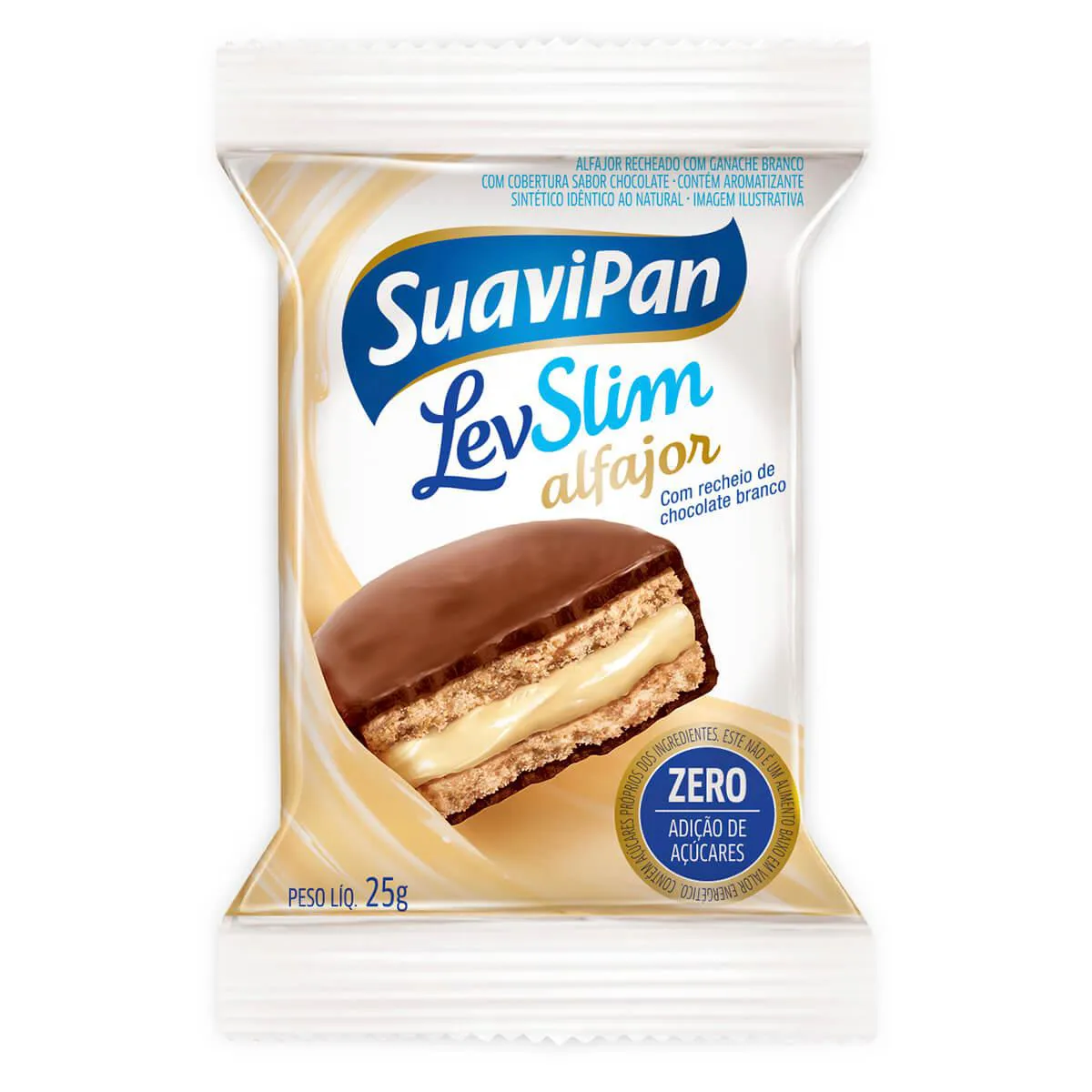 Alfajor SuaviPan LevSlim Zero Açúcar Chocolate Branco 25g